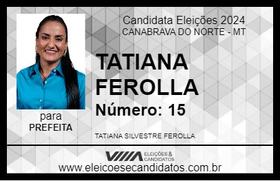 Candidato TATIANA FEROLLA 2024 - CANABRAVA DO NORTE - Eleições