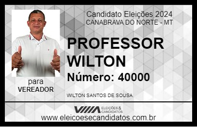 Candidato PROFESSOR WILTON 2024 - CANABRAVA DO NORTE - Eleições