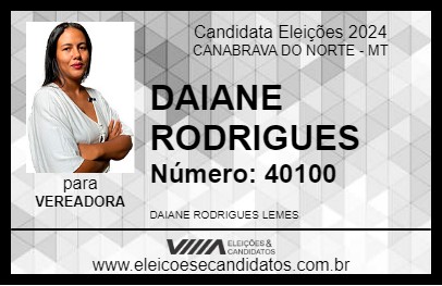 Candidato DAIANE RODRIGUES 2024 - CANABRAVA DO NORTE - Eleições