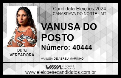 Candidato VANUSA DO POSTO 2024 - CANABRAVA DO NORTE - Eleições