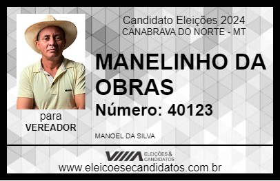 Candidato MANELINHO DA OBRAS 2024 - CANABRAVA DO NORTE - Eleições