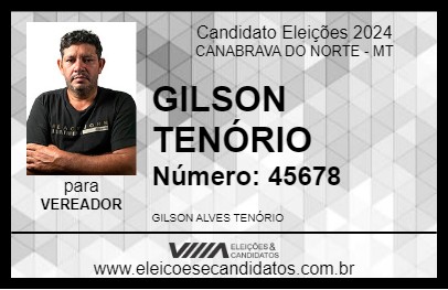 Candidato GILSON TENÓRIO 2024 - CANABRAVA DO NORTE - Eleições