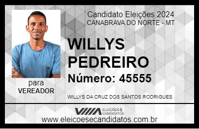 Candidato WILLYS PEDREIRO 2024 - CANABRAVA DO NORTE - Eleições