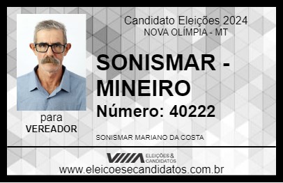 Candidato SONISMAR - MINEIRO 2024 - NOVA OLÍMPIA - Eleições