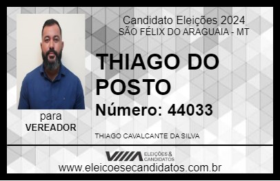 Candidato THIAGO DO POSTO 2024 - SÃO FÉLIX DO ARAGUAIA - Eleições