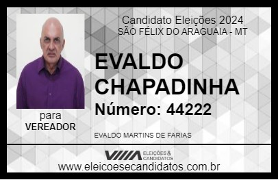 Candidato EVALDO CHAPADINHA 2024 - SÃO FÉLIX DO ARAGUAIA - Eleições