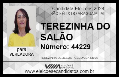 Candidato TEREZINHA DO SALÃO 2024 - SÃO FÉLIX DO ARAGUAIA - Eleições