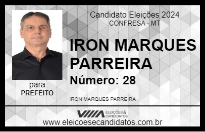 Candidato IRON MARQUES PARREIRA 2024 - CONFRESA - Eleições