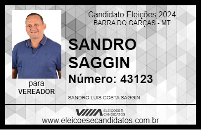 Candidato SANDRO SAGGIN 2024 - BARRA DO GARÇAS - Eleições