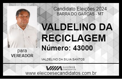 Candidato VALDELINO DA RECICLAGEM 2024 - BARRA DO GARÇAS - Eleições