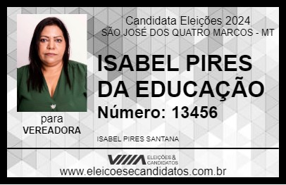 Candidato ISABEL PIRES DA EDUCAÇÃO 2024 - SÃO JOSÉ DOS QUATRO MARCOS - Eleições