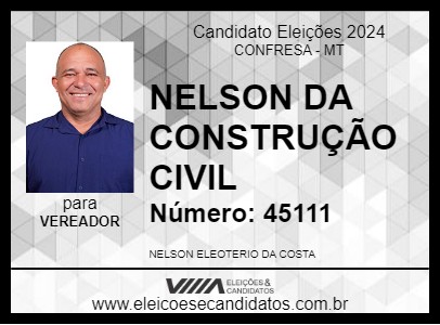 Candidato NELSON DA CONSTRUÇÃO CIVIL 2024 - CONFRESA - Eleições