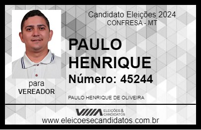 Candidato PAULO HENRIQUE 2024 - CONFRESA - Eleições