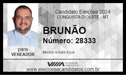 Candidato BRUNÃO 2024 - CONQUISTA D\OESTE - Eleições