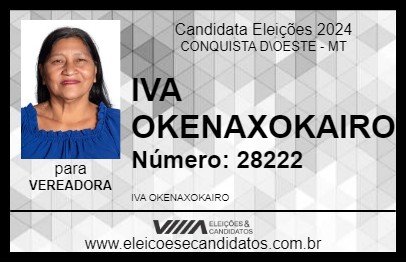 Candidato IVA OKENAXOKAIRO 2024 - CONQUISTA D\OESTE - Eleições