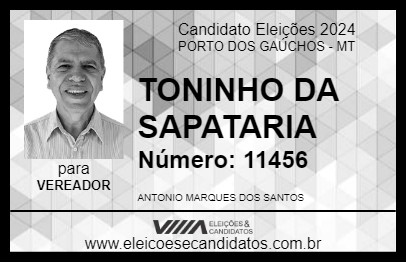 Candidato TONINHO DA SAPATARIA 2024 - PORTO DOS GAÚCHOS - Eleições