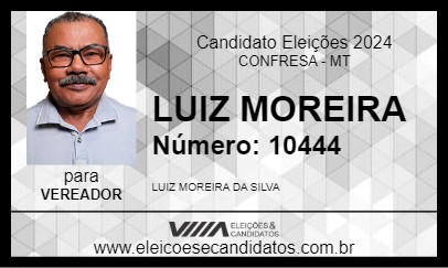 Candidato LUIZ MOREIRA 2024 - CONFRESA - Eleições