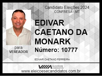 Candidato EDIVAR CAETANO DA MONARK  2024 - CONFRESA - Eleições