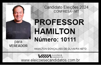 Candidato PROFESSOR HAMILTON 2024 - CONFRESA - Eleições