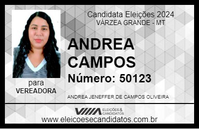 Candidato ANDREA CAMPOS 2024 - VÁRZEA GRANDE - Eleições