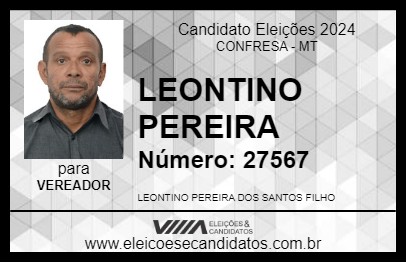 Candidato LEONTINO PEREIRA 2024 - CONFRESA - Eleições