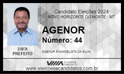 Candidato AGENOR 2024 - NOVO HORIZONTE DO NORTE - Eleições