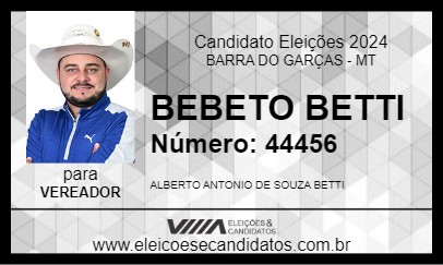 Candidato BEBETO BETTI 2024 - BARRA DO GARÇAS - Eleições