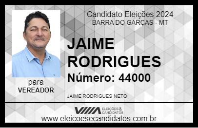 Candidato JAIME RODRIGUES 2024 - BARRA DO GARÇAS - Eleições