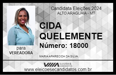 Candidato CIDA QUELEMENTE 2024 - ALTO ARAGUAIA - Eleições