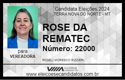 Candidato ROSE DA REMATEC 2024 - TERRA NOVA DO NORTE - Eleições