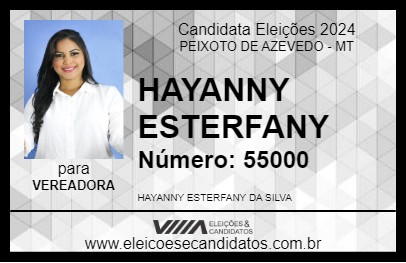 Candidato HAYANNY ESTERFANY 2024 - PEIXOTO DE AZEVEDO - Eleições