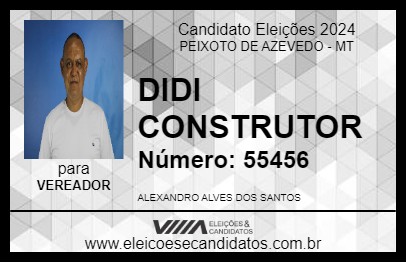 Candidato DIDI CONSTRUTOR 2024 - PEIXOTO DE AZEVEDO - Eleições