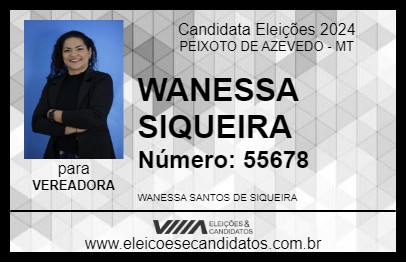 Candidato WANESSA  SIQUEIRA 2024 - PEIXOTO DE AZEVEDO - Eleições