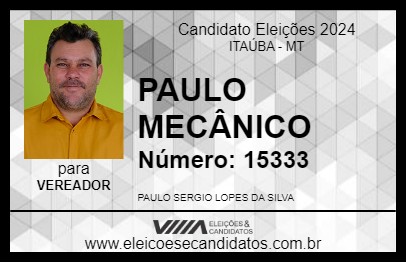 Candidato PAULO MECÂNICO 2024 - ITAÚBA - Eleições