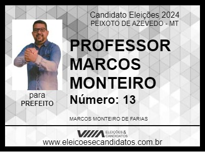 Candidato PROFESSOR MARCOS MONTEIRO 2024 - PEIXOTO DE AZEVEDO - Eleições