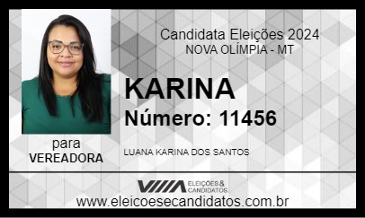 Candidato KARINA 2024 - NOVA OLÍMPIA - Eleições