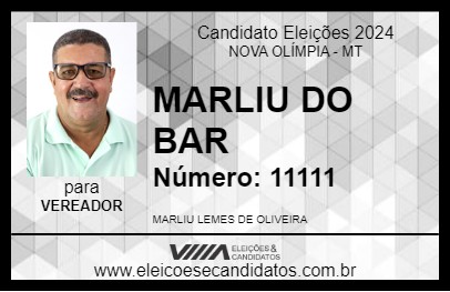 Candidato MARLIU DO BAR 2024 - NOVA OLÍMPIA - Eleições