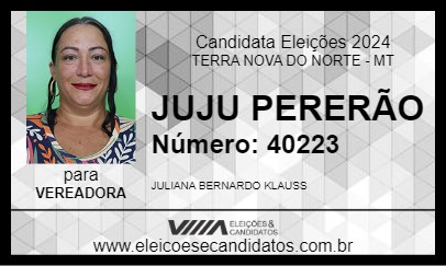 Candidato JUJU PERERÃO 2024 - TERRA NOVA DO NORTE - Eleições