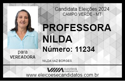 Candidato PROFESSORA NILDA 2024 - CAMPO VERDE - Eleições