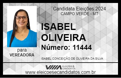 Candidato ISABEL OLIVEIRA 2024 - CAMPO VERDE - Eleições