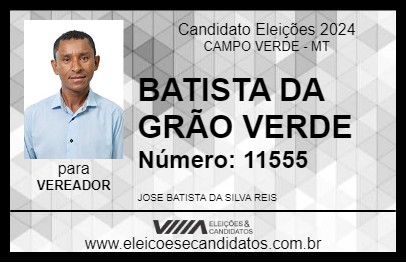 Candidato BATISTA DA GRÃO VERDE 2024 - CAMPO VERDE - Eleições