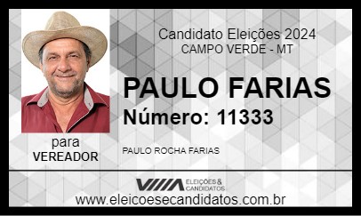 Candidato PAULO FARIAS 2024 - CAMPO VERDE - Eleições