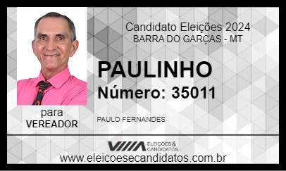 Candidato PAULINHO 2024 - BARRA DO GARÇAS - Eleições