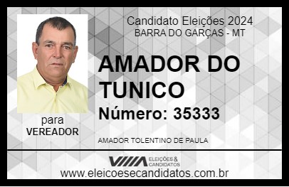 Candidato AMADOR DO TUNICO 2024 - BARRA DO GARÇAS - Eleições