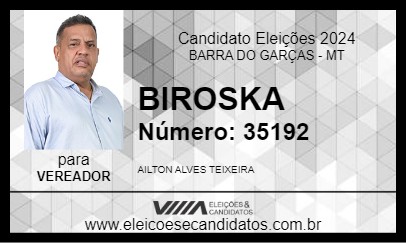 Candidato BIROSKA 2024 - BARRA DO GARÇAS - Eleições