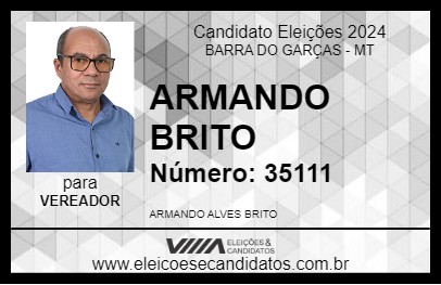 Candidato ARMANDO BRITO 2024 - BARRA DO GARÇAS - Eleições