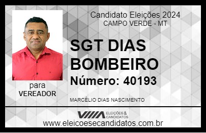 Candidato SGT DIAS BOMBEIRO 2024 - CAMPO VERDE - Eleições