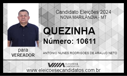 Candidato QUEZINHA 2024 - NOVA MARILÂNDIA - Eleições