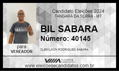 Candidato BIL SABARA 2024 - TANGARÁ DA SERRA - Eleições