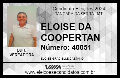 Candidato ELOISE DA COOPERTAN 2024 - TANGARÁ DA SERRA - Eleições